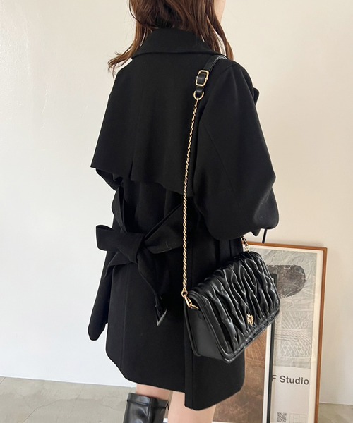 「one after another NICE CLAUP」 ピーコート FREE ホワイト×ブラック レディース_画像4