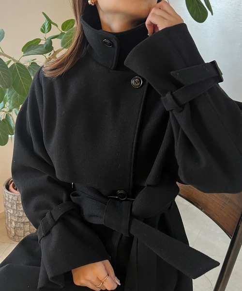 「one after another NICE CLAUP」 ピーコート FREE ホワイト×ブラック レディース_画像6