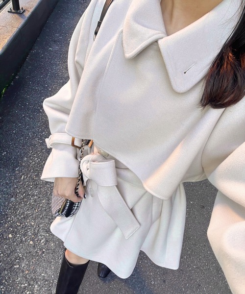 「one after another NICE CLAUP」 ピーコート FREE ホワイト×ブラック レディース_画像8