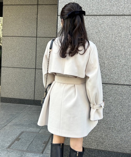 「one after another NICE CLAUP」 ピーコート FREE ホワイト×ブラック レディース_画像9