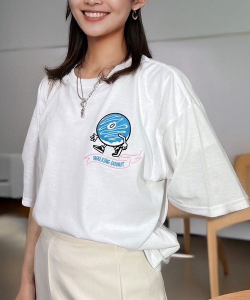 Candlestick tシャツ 半袖 ウォーキング ドーナツ ワイドシルエット