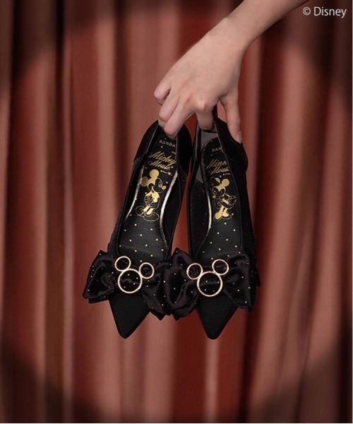 RANDA（ランダ） パンプス 「Mickey＆Minnie」/スタッズリボンフラット