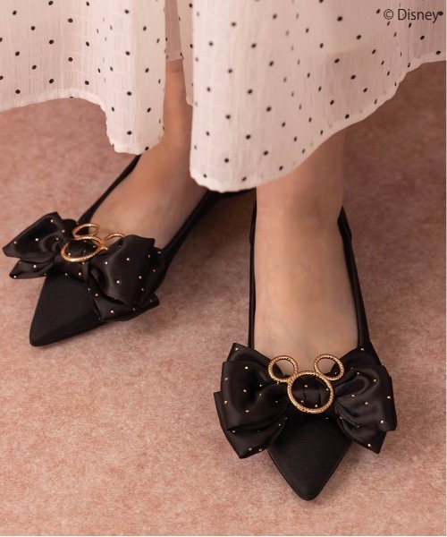 RANDA（ランダ） パンプス 「Mickey＆Minnie」/スタッズリボンフラット