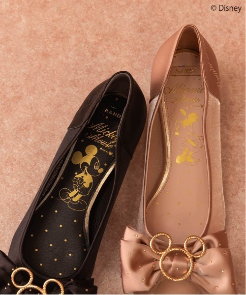 RANDA（ランダ） パンプス 「Mickey＆Minnie」/スタッズリボンフラット