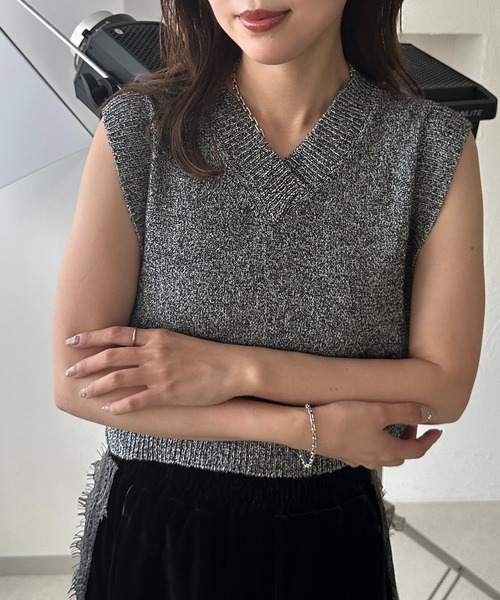 「apres jour mignon」 Vネックニット X-LARGE ブラック系その他 レディース_画像2