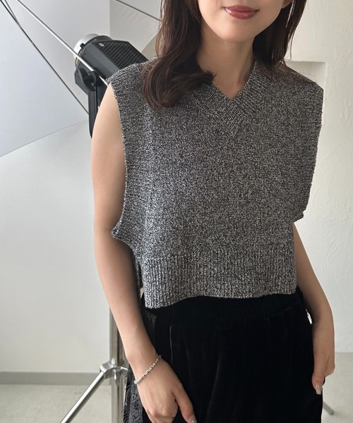 「apres jour mignon」 Vネックニット X-LARGE ブラック系その他 レディース_画像4