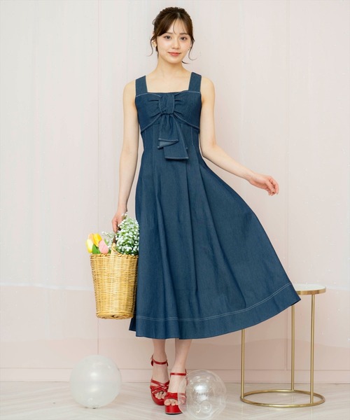 ウィルセレクション　ドレープリボンノースリーブワンピース　16,940円 WILLSELECTION ワンピース ドレープリボンノースリーブ