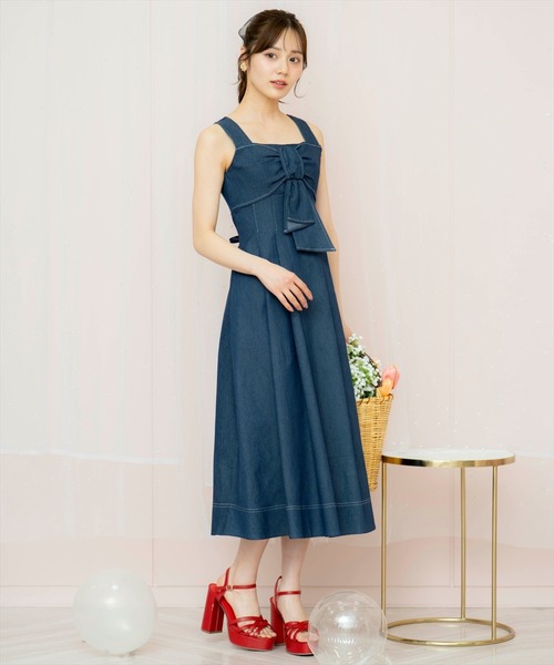 WILLSELECTION ワンピース ドレープリボンノースリーブ