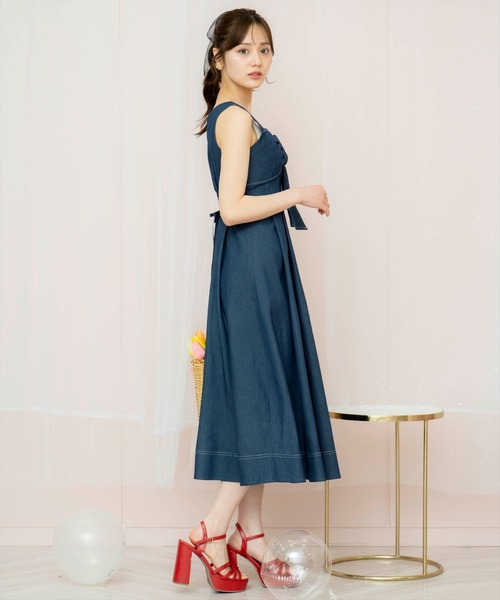 WILLSELECTION ワンピース ドレープリボンノースリーブ