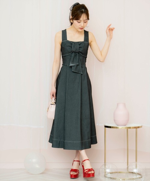 WILLSELECTION ワンピース ドレープリボンノースリーブ