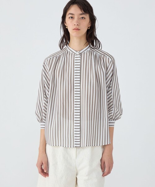 【TOMORROWLAND collection】トラックストライプ ヨークスリーブブラウス TOMORROWLAND collection ブラウス シャツ トラックストライプ