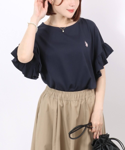 フリル袖 黒 ポロシャツ レディース U.S. POLO ASSN.（ユーエスポロアッスン） tシャツ （ユーエスポロアッ