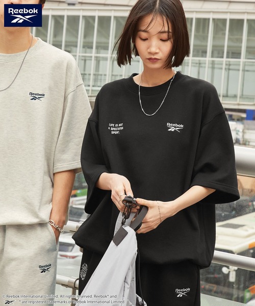 リーボック　Reebok　ブラック スウェット　セットアップ Reebok セットアップ Reebok/リーボック 別注 ダブルロゴ刺繍