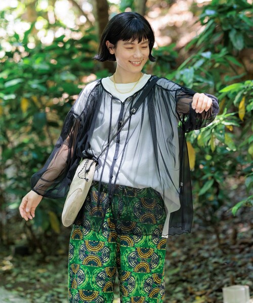 ブラウス シャツ 「虫よけ効果」蚊帳 シアーギャザーパフブラウス レディース | FREAK'S STORE | 11