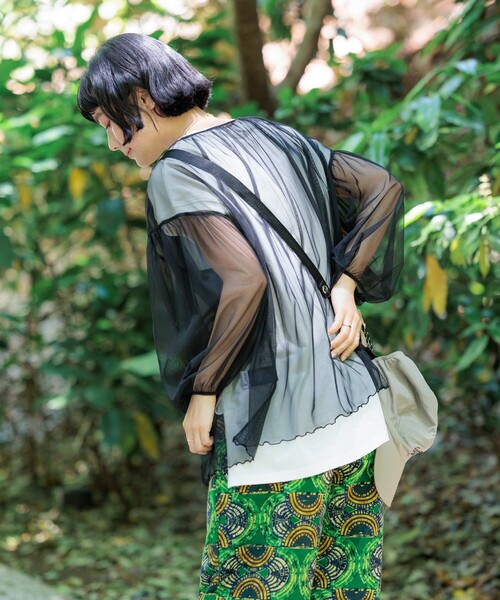 ブラウス シャツ 「虫よけ効果」蚊帳 シアーギャザーパフブラウス レディース | FREAK'S STORE | 12