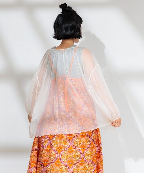 ブラウス シャツ 「虫よけ効果」蚊帳 シアーギャザーパフブラウス レディース | FREAK'S STORE | 19