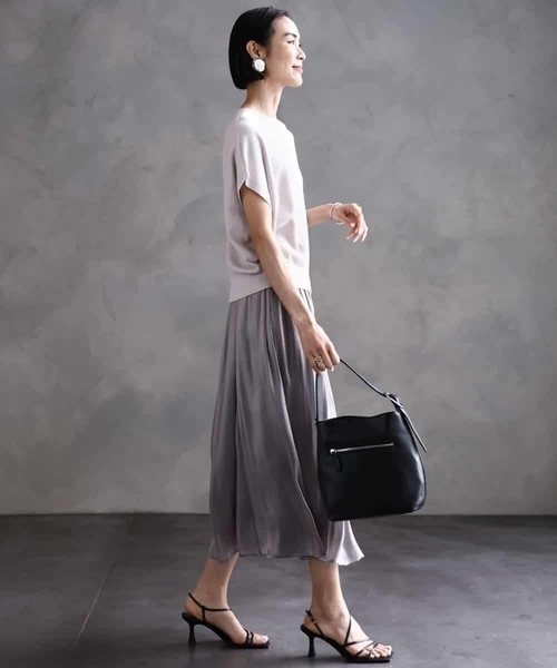 MICHEL KLEIN（ミッシェルクラン） スカート シャンブレーギャザー