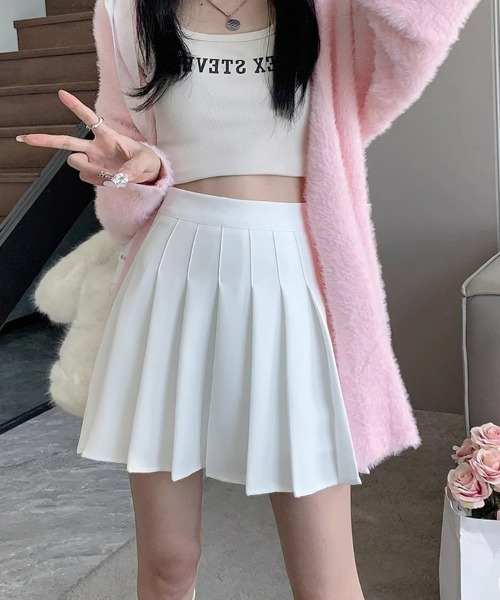 SEU スカート プリーツミニ丈スカート インパン付き ミニスカート黒
