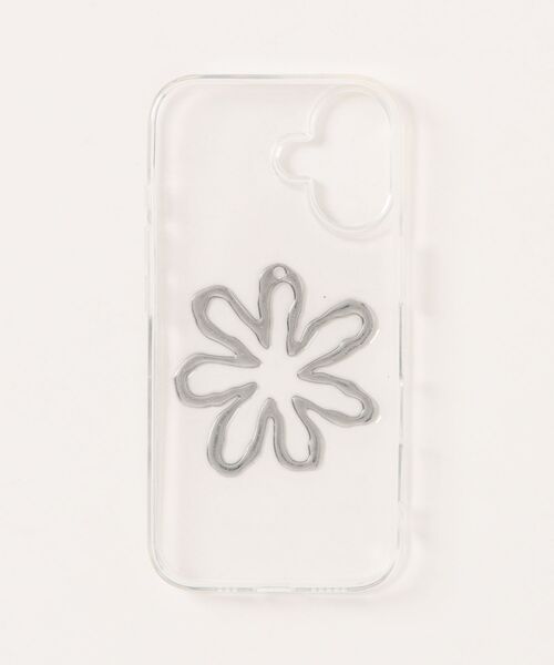 c.u.l スマホケース 立体 花 シルバー クリア iPhoneカバー アイフォン