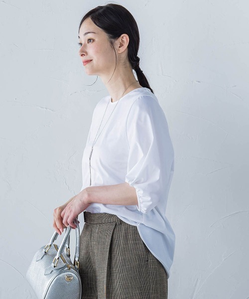 LAUTREAMONT / ロートレアモン 【WEB限定】きれいめハーフスリーブカットソー ≪接触冷感／洗濯機OK≫ ロートレアモン LAUTREAMONT 【WEB限定】きれいめハーフスリーブ