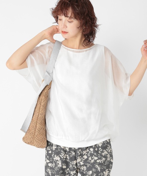 ブラウス シャツ Stand docking shirt(スタンド ドッキング シャツ) レディース studio CLIP ブラウス シャツ インナードッキングブラウス