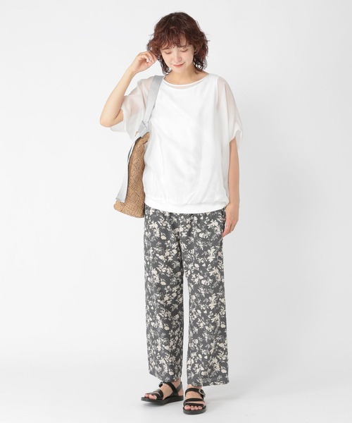ブラウス シャツ Stand docking shirt(スタンド ドッキング シャツ) レディース ブラウス シャツ ボリュームスリーブスタンドカラーシャツ
