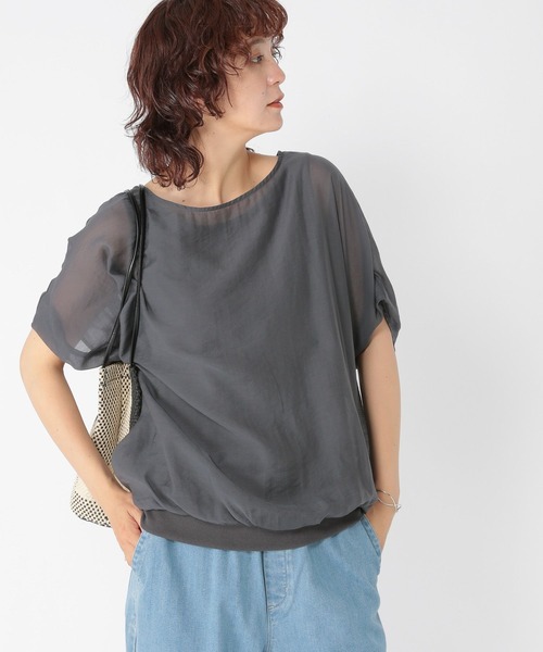 ブラウス シャツ Stand docking shirt(スタンド ドッキング シャツ) レディース studio CLIP ブラウス シャツ インナードッキングブラウス