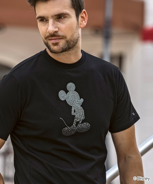【1PIU1UGUALE3 RELAX】ミッキーマウスラインストーン Tシャツ 1PIU1UGUALE3 RELAX(ウノピゥウノウグァーレトレ リラックス