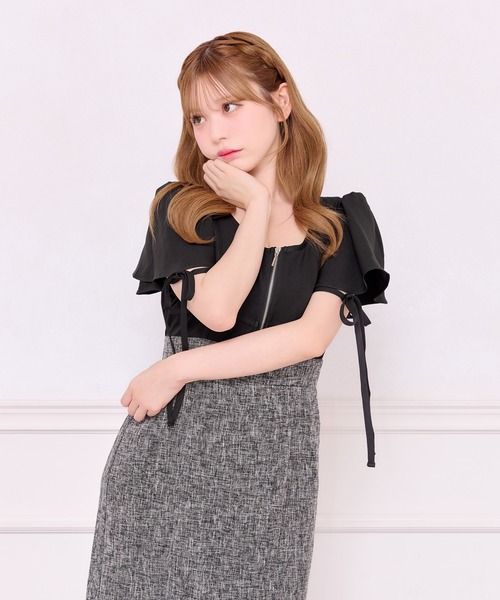 apres jour ワンピース 袖フレアマーメイドワンピース