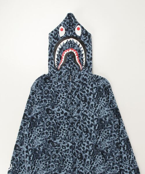 A BATHING APE パーカー WILD LEOPARD PATTERN SHARK ZIP HOODIE