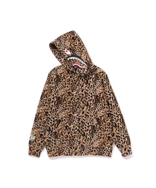 A BATHING APE パーカー WILD LEOPARD PATTERN SHARK ZIP HOODIE