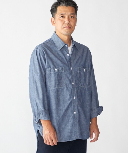 SHIPS（シップス） シャツ SHIPS: AUTHENTIC シャンブレー ワーク