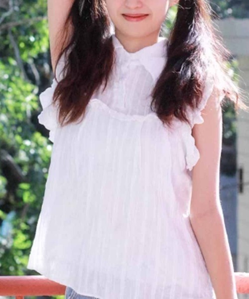 shoppinggo ブラウス シャツ ブラウス 刺繍襟付き ノースリーブ シャツ