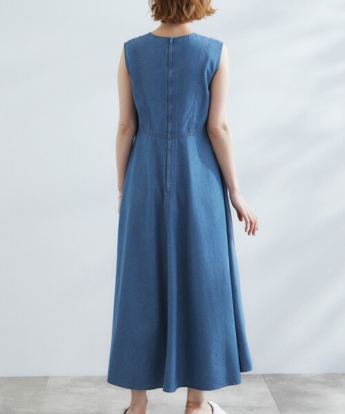 ワンピース　見本 grove（グローブ） ワンピース すっきり見え 軽やかデニムノースリーブ