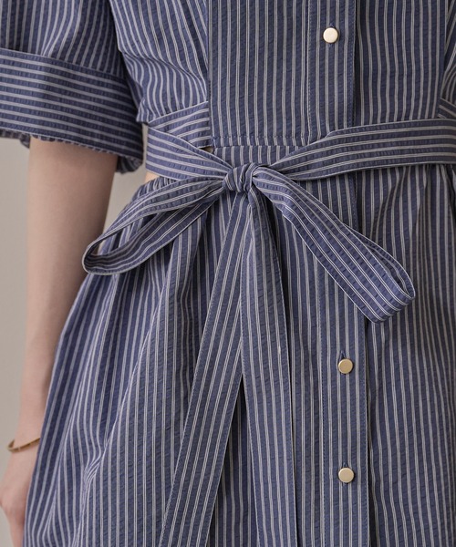 mideal ブラウス シャツ back open striped shirt / バック