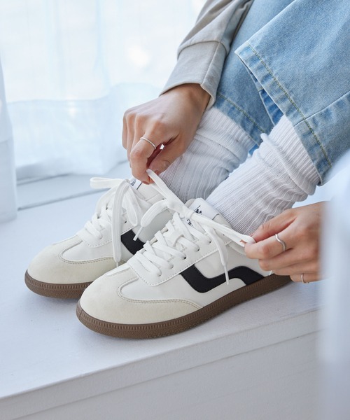【新品未使用】① メイト 軽い メリノ ウール ストライプ ロゴ レースアップ ローカットスニーカー U.S. POLO ASSN.（ユーエスポロアッスン） スニーカー 別注 ワン