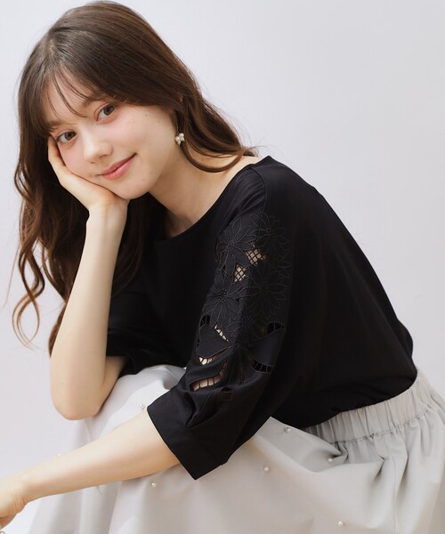 「couture brooch」 ドルマンスリーブカットソー 38 ブラック レディース