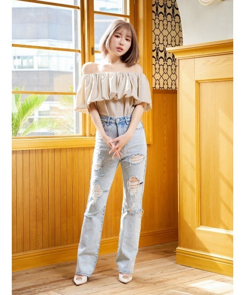 「Darich」 半袖ブラウス FREE サックスブルー レディース_画像4