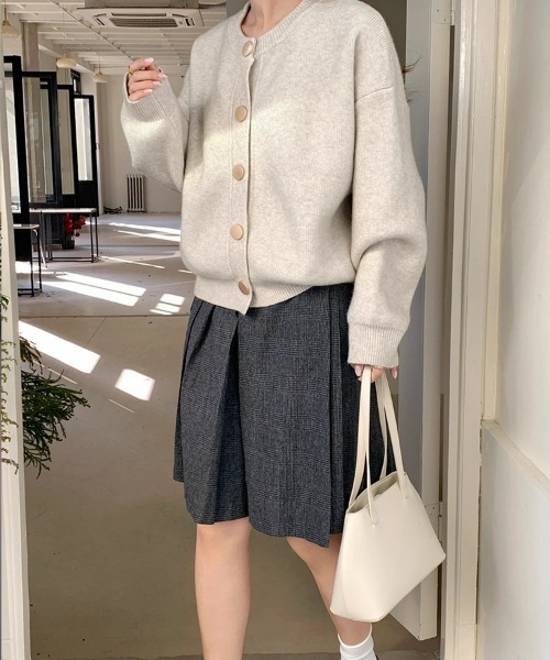 SEU カーディガン クルーネックボタン カーディガン ニット