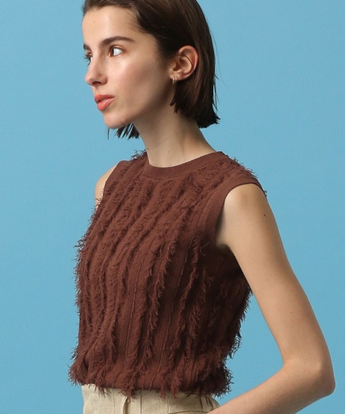 「saloon」 ノースリーブニット FREE ブラウン レディース_画像2