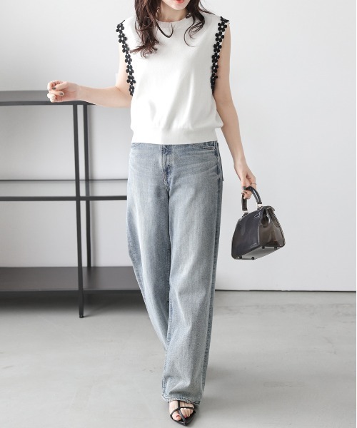 「SUGAR BISKET」 「La-gemme」ノースリーブニット フリー ホワイト レディース_画像2