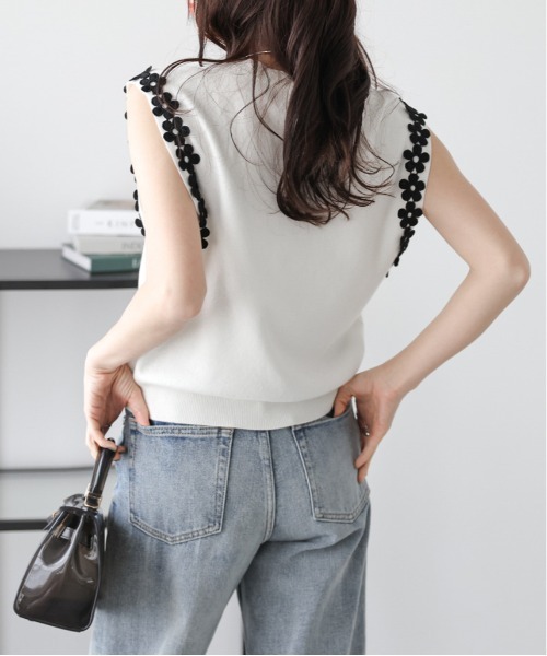 「SUGAR BISKET」 「La-gemme」ノースリーブニット フリー ホワイト レディース_画像4