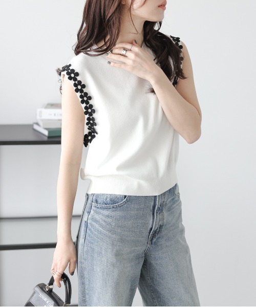 「SUGAR BISKET」 「La-gemme」ノースリーブニット フリー ホワイト レディース_画像5