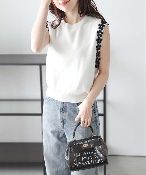 「SUGAR BISKET」 「La-gemme」ノースリーブニット フリー ホワイト レディース_画像7