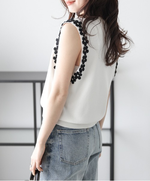 「SUGAR BISKET」 「La-gemme」ノースリーブニット フリー ホワイト レディース_画像8