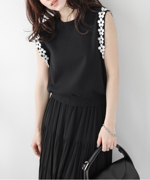 「SUGAR BISKET」 「La-gemme」ノースリーブニット フリー ホワイト レディース_画像9