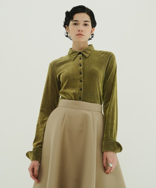 CLANE（クラネ） ブラウス シャツ TULLE FLOCKY SHIRTS レディース