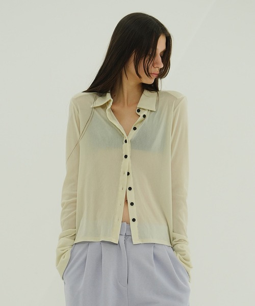 CLANE（クラネ） ブラウス シャツ TULLE FLOCKY SHIRTS レディース