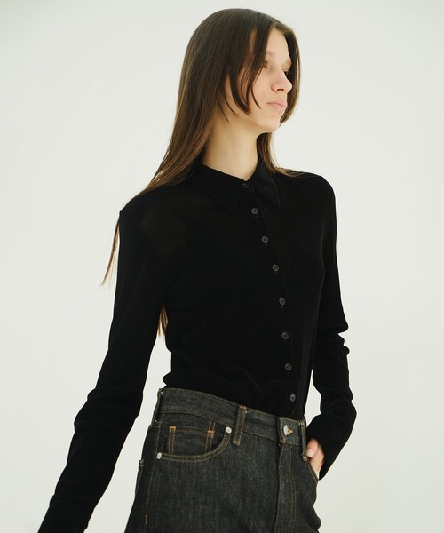 CLANE（クラネ） ブラウス シャツ TULLE FLOCKY SHIRTS レディース