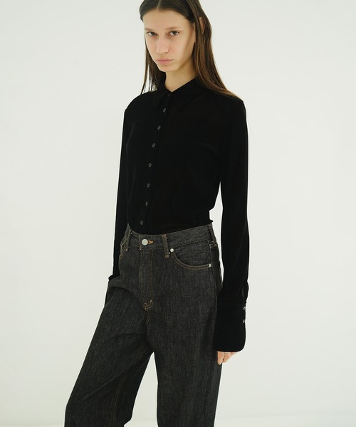 CLANE（クラネ） ブラウス シャツ TULLE FLOCKY SHIRTS レディース